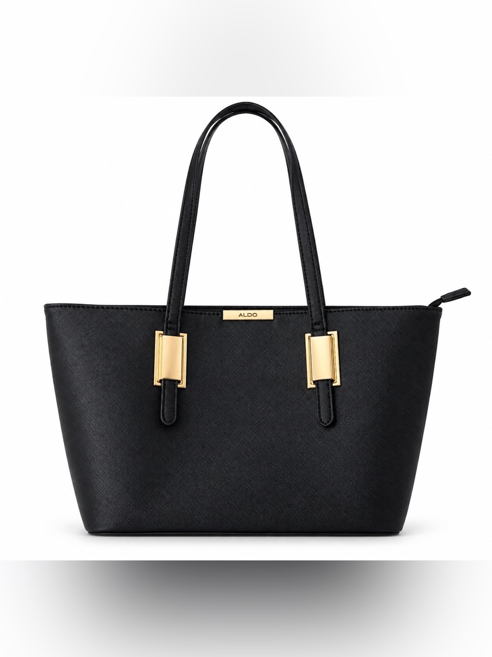 ALDO Black Saffiano Structured Tote Bag Gold Hardware
